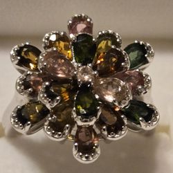 Genuine 3.60ctw Multi Tourmaline Ring Size 8