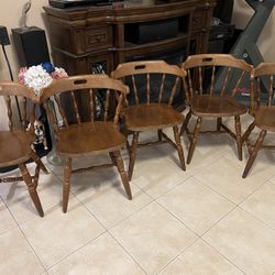 Dining Chairs Curved Spindle Backs Set of (5)Solid Maple Wood