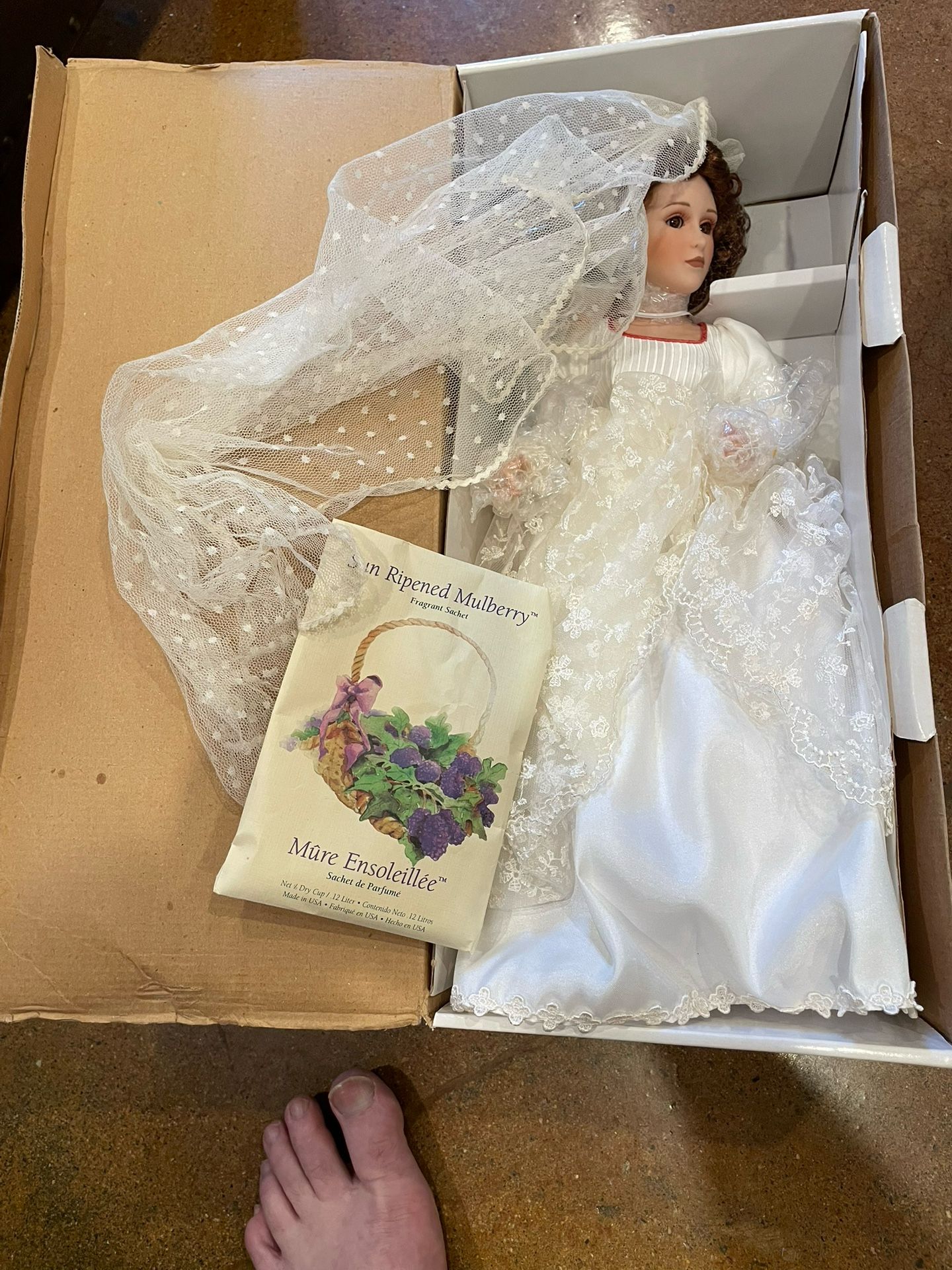 Antique vintage Harlequin Bride doll New In Box