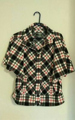 Liz Claiborne plaid, fuzzy Jacket.