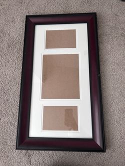 3-Opening Vertical Collage Picture Frame - Cherry/Mahogany Finish