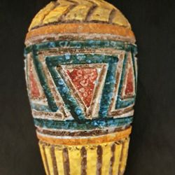 Vtg Mid Century Italian Art Pottery Colorfully Textured Vase 