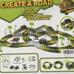 Perfect Gift! 🦖 Dino Tracks 216-Piece Race Set – Brand New 🚗✨