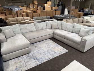 Extra large deep and comfy gray sectional