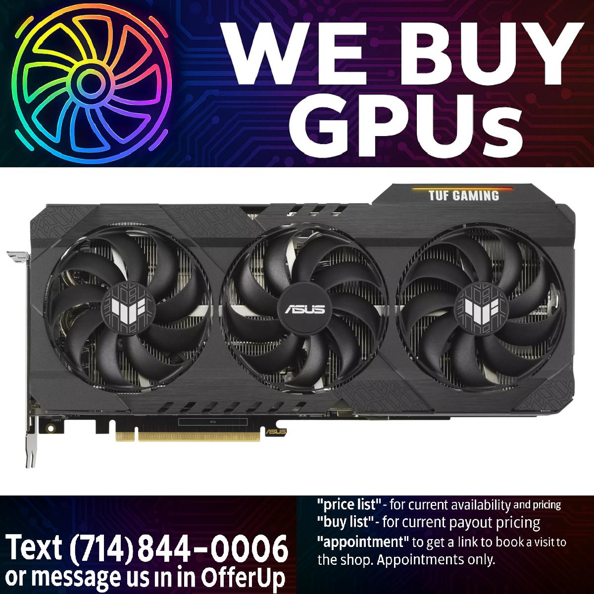 ASUS TUF RTX 3080 V2 GAMING OC - Professionally Refurbished - 3 Month Warranty - Local Business - Fixed Price