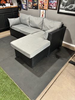 Wicker Sectional Sofa with Ottoman