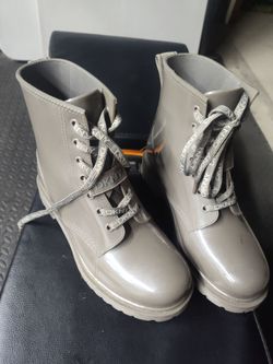 DKNY Grey Lace-Up Rain Boots