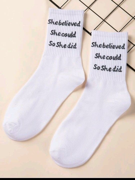 Inspirational "She Believed She Could So She Did" Women's Crew Socks 