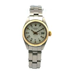 1978 Rolex Date #6917 26mm Ladies Roman Numerals White Fluted Bezel 18K