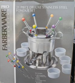 Farberware Pro Commercial Deluxe 21-Piece Stainless Steel Fondue Set - New in Box