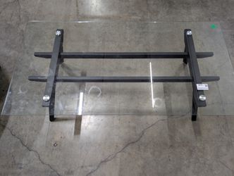 Modern Glass Top Coffee Table with Black Metal Frame