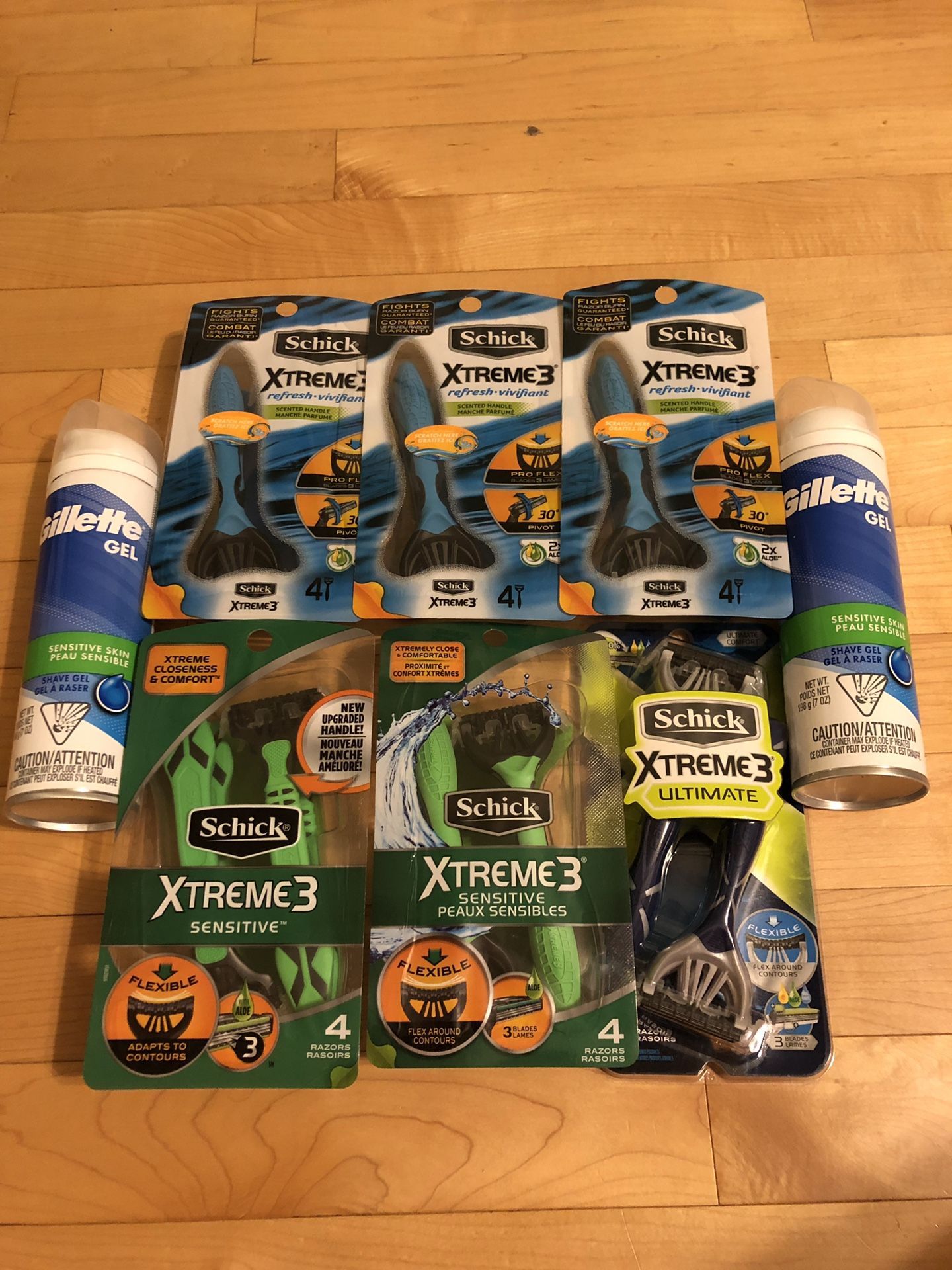 6 Schick Xtreme Razor & 2 Gillette Gel