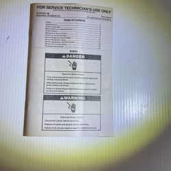 Whirlpool W10904612A For Service Technicians Use Only Manual Tech Sheet