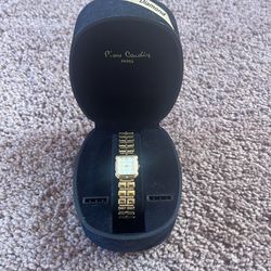 Vintage Pierre Cardin Gold Tone Diamond Quartz Watch w/ Box