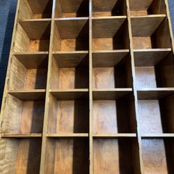 VINTAGE SOLID WOOD Pigeon Hole Cubby Shelving Unit