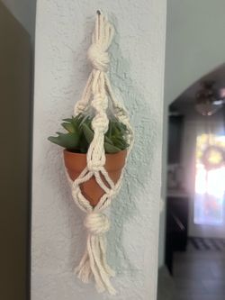 Mini Macrame Holder With Artificial Plant-New