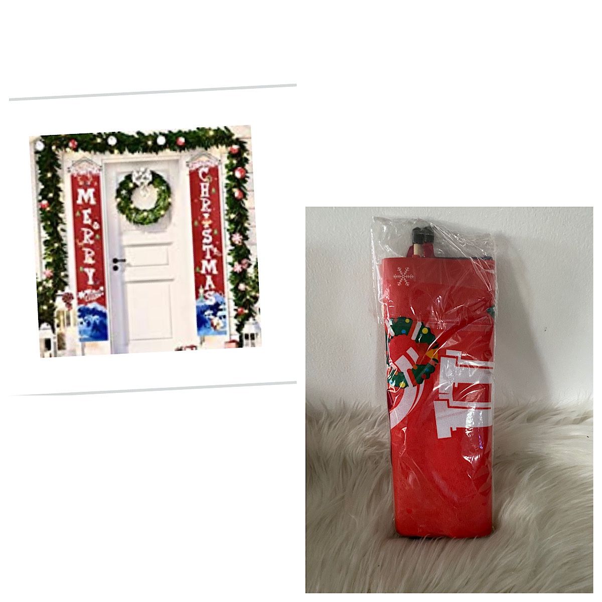 Merry Christmas Porch Sign Decorations Xmas Front Door Decorations, Merry Christmas Door Banner for Home,Outdoor Christmas Wall Hanging Decorations Bl