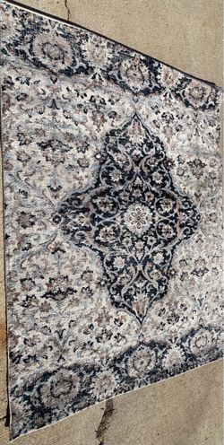 Value $160 Persian-Style Area Rug Navy Blue and Beige like new