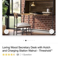 New In Box! Wood Desk With Hutch And Charging Port