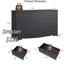 😀 7-Drawer Dresser for Bedroom - Modern Wood Chest of Drawers with Deep Storage, Ideal for Bedroom, Living Room, Entryway, Closet or TV Stand, Black 