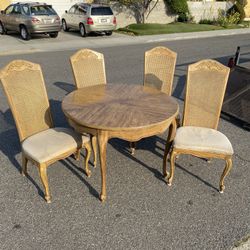 American Of Martinsville Dining Table Set 6 Chairs Vintage Cane Back 
