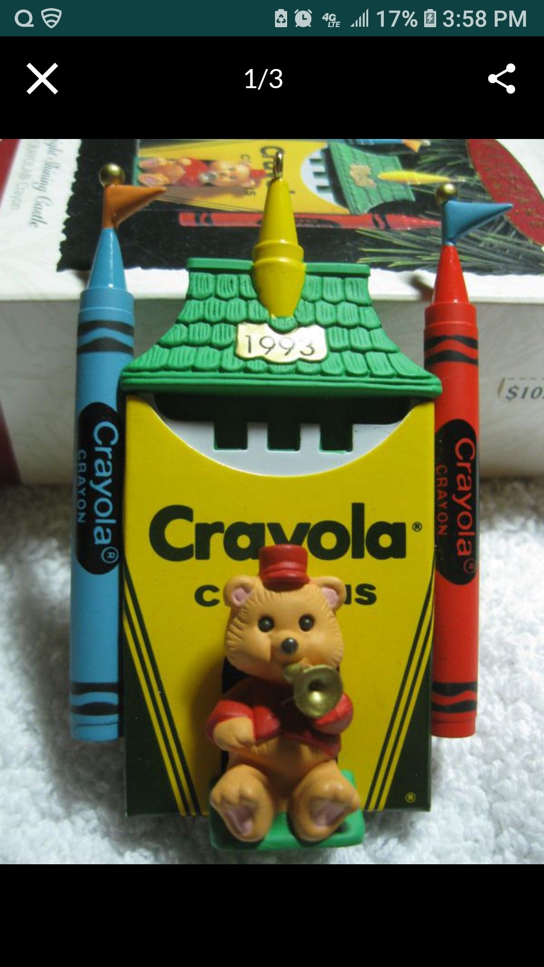 Bear Hallmark Crayola Chrostmas ornament NEW