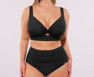 Shapellx. Smart Sculpt.Twist-Front Bikini Top & High-Waisted Bottom Set.Large