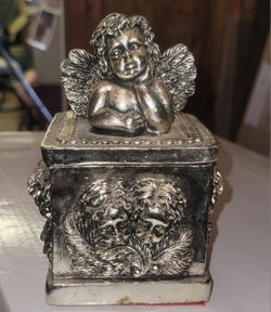 Angel Jewerly / Trinket Box- Silver Toned