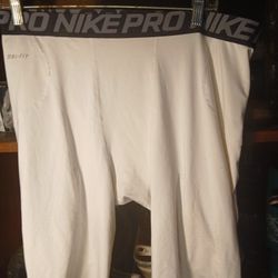 pair of white Nike Pro Dri-FIT compression shorts. 3XL
