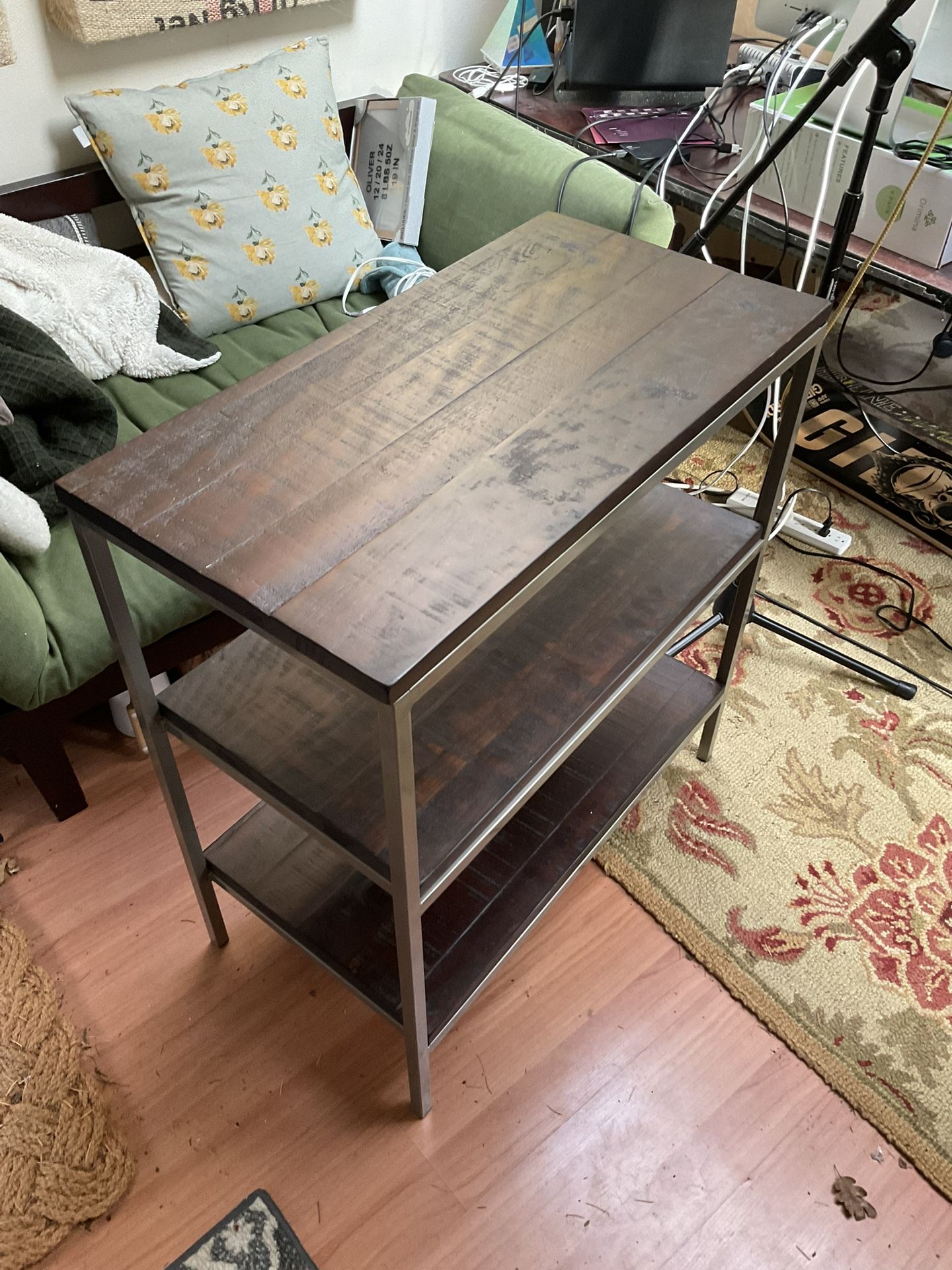 3-Tier Wooden Shelf (Rustic / Industrial Style)