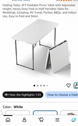 4’ blow mold folding in half table with adjustable height