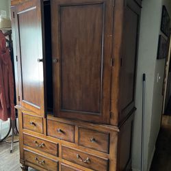 Hickory & White Armoire & Night Stand