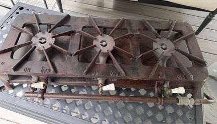 Vintage Cast Iron 3-burner Propane Camp Stove