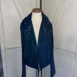 NWT Little Girls Kids Childs Abercrombie Kids Faux Black Leather Jacket Coat Size 9/10