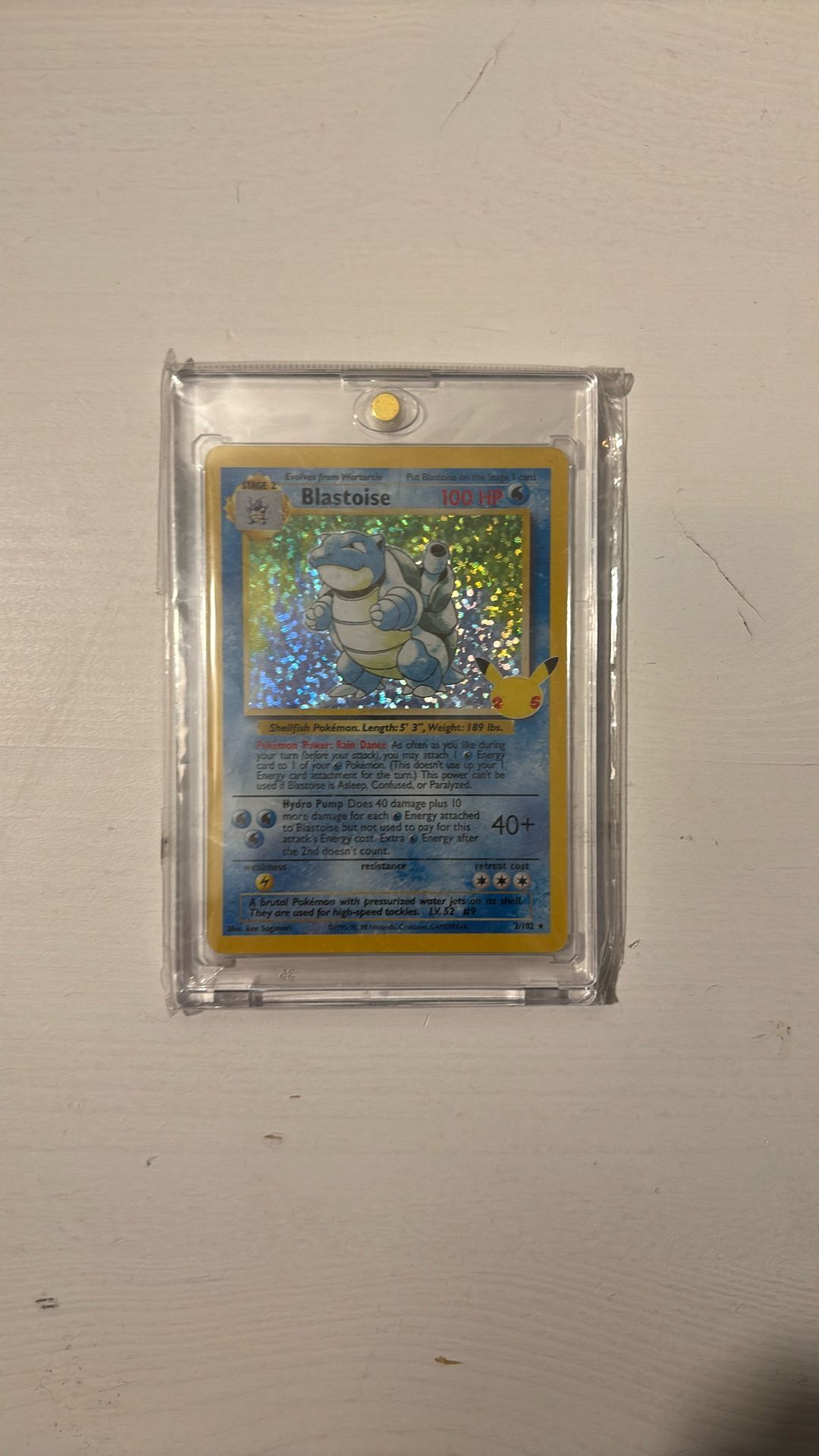 Selling Pokémon 25th Anniversary Blastoise Card.