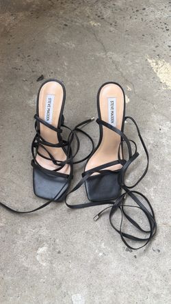 Size 7-  Steve Madden Black Strappy Lace-Up Heels