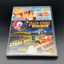 Rare Triple Feature DVD Set: Club Dred, Killer Klownz From Outer Space & Killer Tomatoes Strike Back