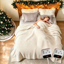 GARVEE Heated Blanket King Size Electric Blanket 90x100, Sherpa & Flannel Dual Controllers
