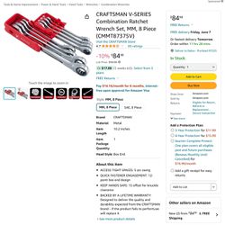 Craftsman V Series Wrenches MM Sizes