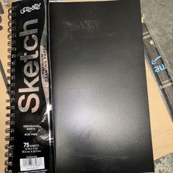 UCreate Poly Cover Sketch Book, Heavyweight, 6" x 9", Black, 75 Sheets