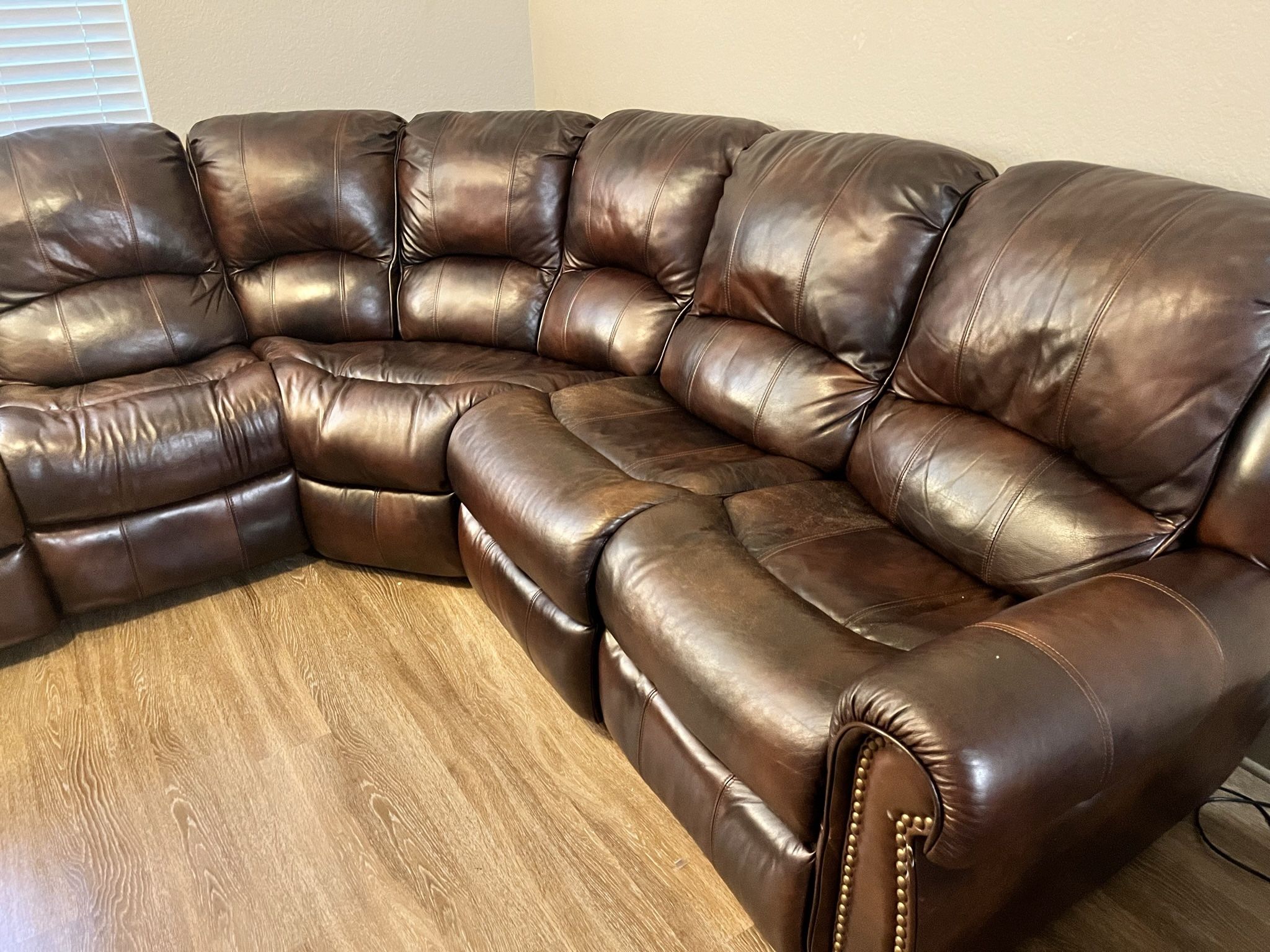 Leather Sectional Couch  With Electric Recliner 