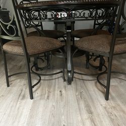 wood And glass Kitchen Table With 4 Chairs