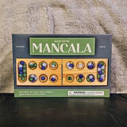 Mancala Strategy Game With Solid Wood Game Board And 48 Multi-colored Stones  