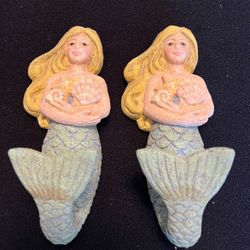 Mermaid Wall Hook, 5”, By Widest Cannon Falls. Sold As A Set