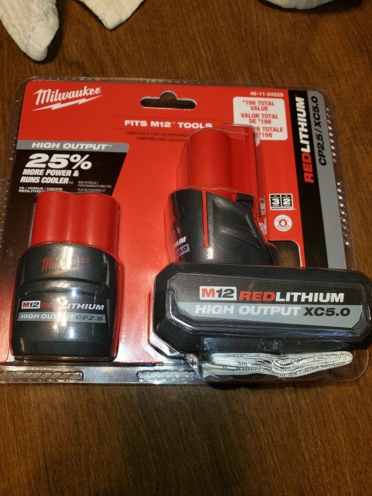 Read Description. Milwaukee M12 High Output Batteries. 120$