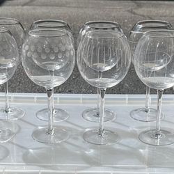 Mikasa Cheers Balloon Wine Glasses Etched Large (Set of 8) 9 1/4” Tall 