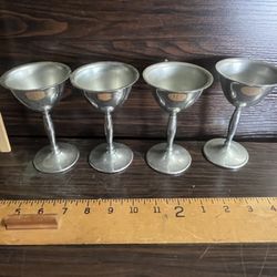 4 Vintage Stainless Chrome Wine Goblets