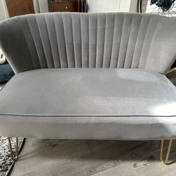 Lightly Used Gray Velvet Loveseat Couch