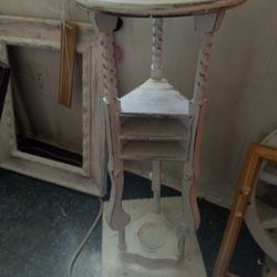 Handcrafted Antique "Pie Table" Or Plant Stand Accent Side Table