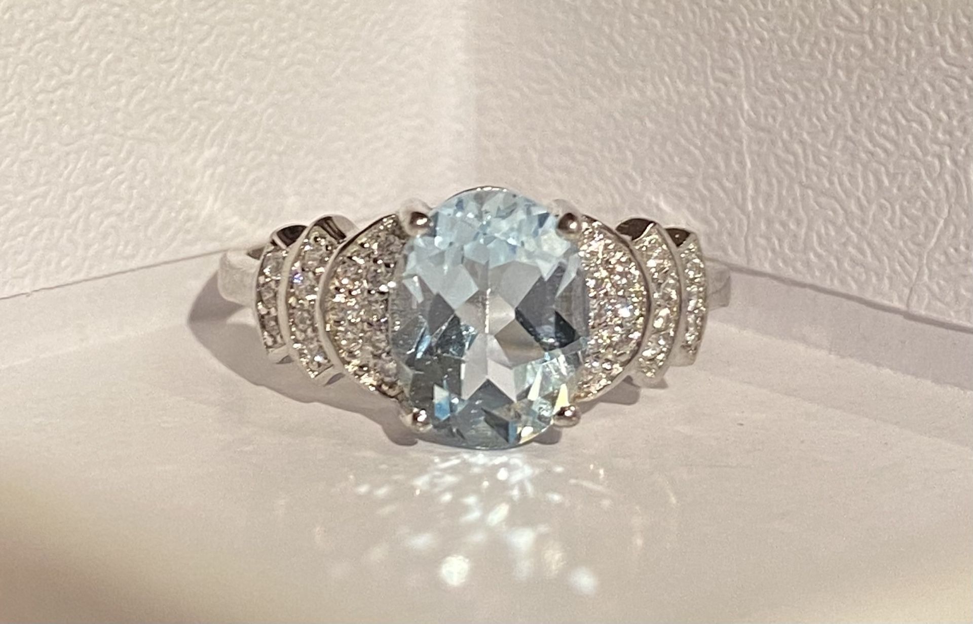 Natural Aquamarine Ring 925 Sz 7